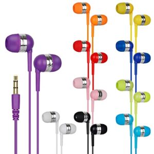 znxzxp bulk earbuds 50 pack for classroom,wholesale earbuds bulk headphones for kids,perfect for students schools hospitals hotels library museums,individually bagged,multi colored