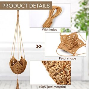 Shappy 2 Packs Macrame Plant Hangers Jute Crochet Plant Indoor Boho Hanger Large Hanging Wall Plants with 2 S Shaped Hooks for Outdoor Home Decorations Fence Planters Plant Flower Pots