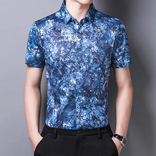 NA Summer Menswear Young Men's Urban Elegant Short Sleeve Lapel Shirt