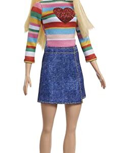 Barbie It Takes Two Doll, Malibu Fashion Doll with Blonde Hair, Rainbow Shirt, Denim Skirt & Pink Shoes