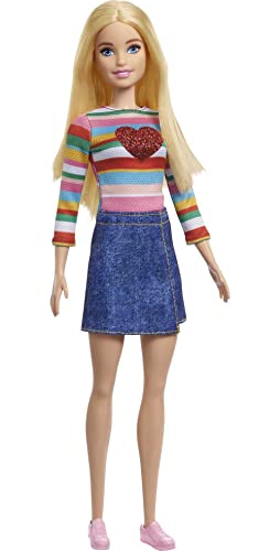 Barbie It Takes Two Doll, Malibu Fashion Doll with Blonde Hair, Rainbow Shirt, Denim Skirt & Pink Shoes