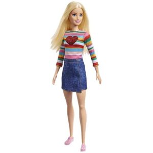 Barbie It Takes Two Doll, Malibu Fashion Doll with Blonde Hair, Rainbow Shirt, Denim Skirt & Pink Shoes