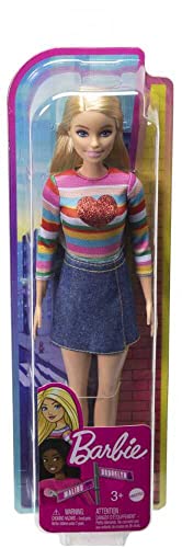 Barbie It Takes Two Doll, Malibu Fashion Doll with Blonde Hair, Rainbow Shirt, Denim Skirt & Pink Shoes