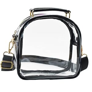 enkrio clear bag stadium approved clear purses for women stadium with adjustable strap clear crossbody bag for concerts sports events festivals (black)