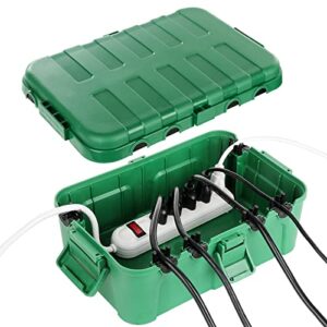 flemoon ip54 waterproof electrical box, big outdoor plug cover weatherproof, protect outdoor outlet, timer, extension cord, power strip, pool pump, fountain, string light, holiday decoration, green