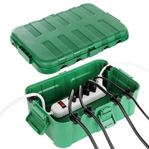 Flemoon IP54 Waterproof Electrical Box, Big Outdoor Plug Cover Weatherproof, Protect Outdoor Outlet, Timer, Extension Cord, Power Strip, Pool Pump, Fountain, String Light, Holiday Decoration, Green