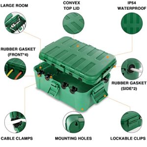 Flemoon IP54 Waterproof Electrical Box, Big Outdoor Plug Cover Weatherproof, Protect Outdoor Outlet, Timer, Extension Cord, Power Strip, Pool Pump, Fountain, String Light, Holiday Decoration, Green