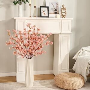 Sunm Boutique 3PCS Cherry Blossom Branches, Pink Plum Blossom Flowers Artificial Cherry Blossom Decor Tree Stems Faux Cherry Flowers Vase for Wedding Home Table Party Beach Theme Decor, 39''