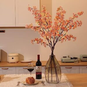 Sunm Boutique 3PCS Cherry Blossom Branches, Pink Plum Blossom Flowers Artificial Cherry Blossom Decor Tree Stems Faux Cherry Flowers Vase for Wedding Home Table Party Beach Theme Decor, 39''