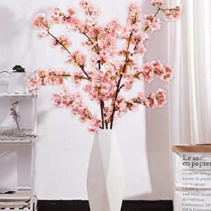 Sunm Boutique 3PCS Cherry Blossom Branches, Pink Plum Blossom Flowers Artificial Cherry Blossom Decor Tree Stems Faux Cherry Flowers Vase for Wedding Home Table Party Beach Theme Decor, 39''