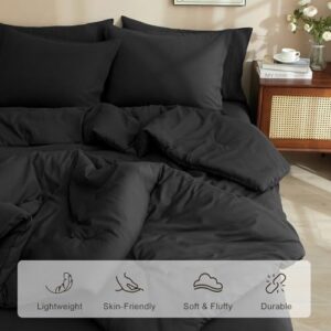 PHF 7 Pieces California King Comforter Set, Bed in A Bag Comforter & 16" Sheet Set All Season, Ultra Soft Comfy Bedding Sets with Comforter, Sheets, Pillowcases & Shams, Black