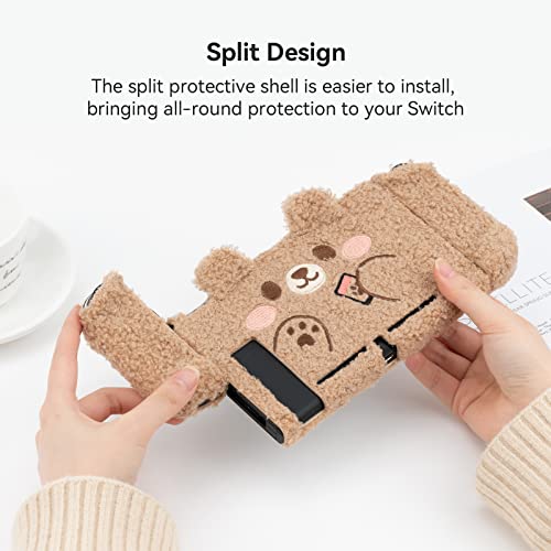 GeekShare Cute Plush Protective Case Cover Compatible with Nintendo Switch and Joy Con- Shock-Absorption and Anti-Scratch - Plush Bear