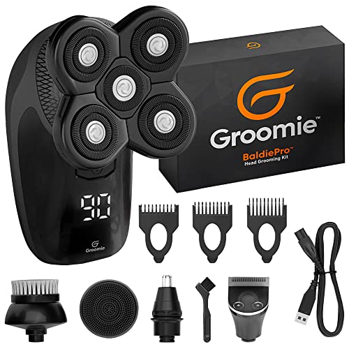 GROOMIE BaldiePro - Cordless Head Shavers for Bald Men - Comfort Head Shaver - Bald Head Care for Men - Easy Use Palm Shaver for a Smooth Bald Shave - Ergonomic Shavers for Bald heads - Balding Shaver