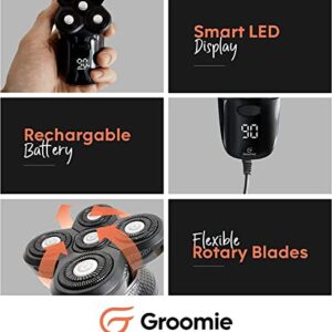 GROOMIE BaldiePro - Cordless Head Shavers for Bald Men - Comfort Head Shaver - Bald Head Care for Men - Easy Use Palm Shaver for a Smooth Bald Shave - Ergonomic Shavers for Bald heads - Balding Shaver