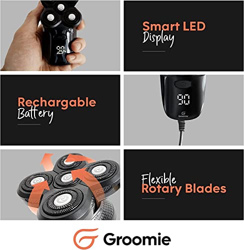 GROOMIE BaldiePro - Cordless Head Shavers for Bald Men - Comfort Head Shaver - Bald Head Care for Men - Easy Use Palm Shaver for a Smooth Bald Shave - Ergonomic Shavers for Bald heads - Balding Shaver