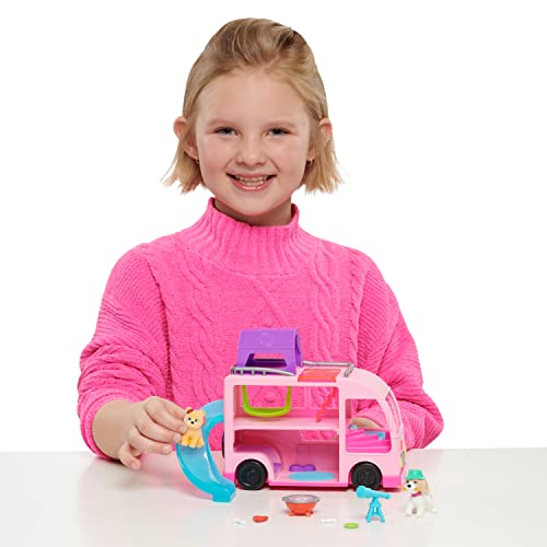 Barbie Just Play Pet Camper, 11-Pieces, Toy Figures and Playset, Kids Toys for Ages 3 Up , Pink