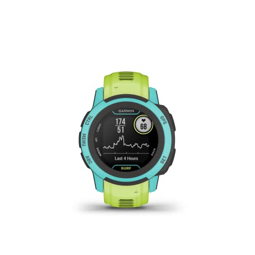 Garmin Instinct 2S, Surf-Edition, Smaller-Sized GPS Outdoor Watch, Surfing Features, Multi-GNSS Support, Tracback Routing, Waikiki