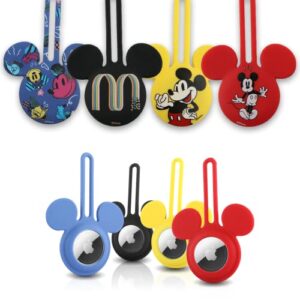 disney mickey mouse ears 4-pack silicone airtag holder case- 4 airtag keychain holder included- disneyland accessory for backpack/keys/pet - keychain accessories for apple airtag- airtag case 4 pack