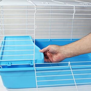 PENN-PLAX Multi-Level Small Animal Cage – Includes Ramp and Elevated Resting Platform – Great for Guinea Pigs, Chinchillas, Ferrets, Rabbits, and More – Blue & White