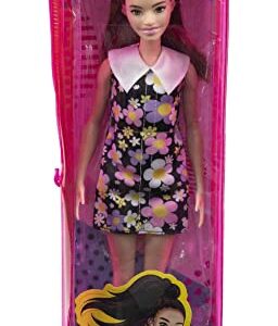 Barbie Fashionistas Doll #187 with Behind-The-Ear Hearing Aids, Brunette Ponytail, Shift Dress & Pink Boots