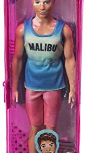 Barbie Fashionistas Ken Fashion Doll #192 with Brunette Cropped Hair & Vitiligo in Malibu Tank, Shorts & Sandals