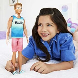 Barbie Fashionistas Ken Fashion Doll #192 with Brunette Cropped Hair & Vitiligo in Malibu Tank, Shorts & Sandals