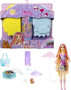 barbie color reveal doll with 7 surprises, color change and accessories, palm trees series, styles may vary ​​​​