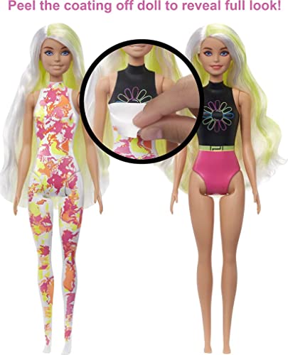 ​Barbie Toys, Color Reveal Doll, Totally Neon Fashions with Yellow-Streaked Platinum Hair & 25 Surprises Including Color Change​​​​