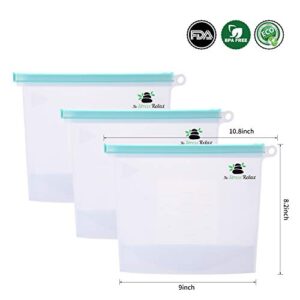 Reusable Silicone Bags Food Storage Bags 4 Pcs [4x1.5L] Leak Proof Freezer Safe Zip Lock Bags Plastic Free Food Grade Storage Bag for Marinate For Snack | Sandwich | Fruit | Meat | Cereal - White