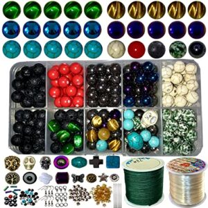 gutelowe beads for jewelry making kit adults girls. 200+pcs 8mm natural stone beads for bracelet making kit for girls adults. 8mm gemstone beads kit, adult bracelets beading kits, jewelry diy.