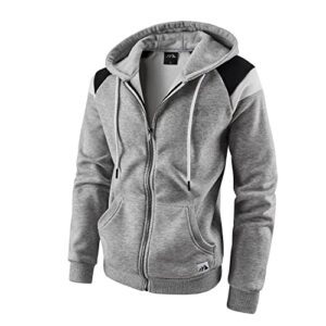 ohsnmaksl men's full zip hoodie fleece jacket sweatshirt lined work coat 21-m-wy-08#grey-l