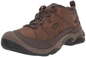 keen men's circadia low height comfortable waterproof hiking shoes, shitake/brindle, 14 wide