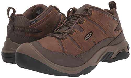 KEEN Men's Circadia Low Height Comfortable Waterproof Hiking Shoes, Shitake/Brindle, 14 Wide