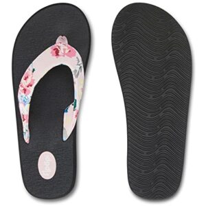 Floopi Flip Flops for Women Casual Flat Yoga Mat Thong Womens Sandals, Ladies Beach Sandals with Indoor & Outdoor Anti Skid Soles (8, Pink-528)