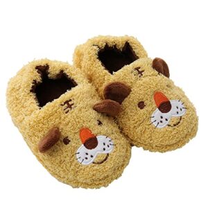 enteer baby boys' tiger slipper warm plush winter rubber home slippers us 5-6