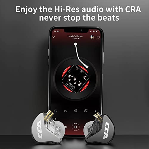 CCA CRA in Ear Earphone, Ultra-Thin Diaphragm Dynamic Driver IEM, Clear Sound & Deep Bass, Wired Earbuds with Mic and Tangle-Free Removable Cord