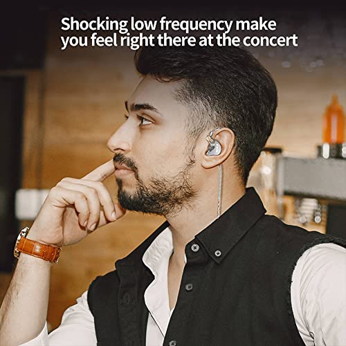 CCA CRA in Ear Earphone, Ultra-Thin Diaphragm Dynamic Driver IEM, Clear Sound & Deep Bass, Wired Earbuds with Mic and Tangle-Free Removable Cord