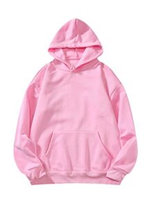 didk women's casual pullover long sleeve drawstring hoodie sweatshirt with pockets light pink m