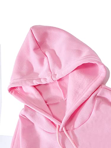 DIDK Women's Casual Pullover Long Sleeve Drawstring Hoodie Sweatshirt with Pockets Light Pink M