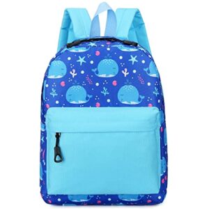 Vanaheimr Kid Toddler Backpack for Boys Cute Whale Shark Preschool Bookbag Child Daycare Nursery School Backpack with Chest Strap