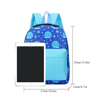Vanaheimr Kid Toddler Backpack for Boys Cute Whale Shark Preschool Bookbag Child Daycare Nursery School Backpack with Chest Strap