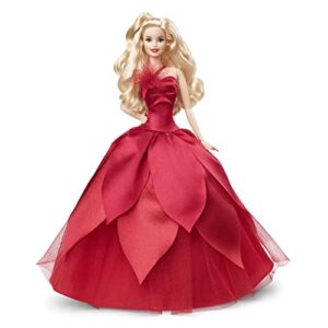 barbie signature 2022 holiday doll (blonde hair), 6 years and up., hby03