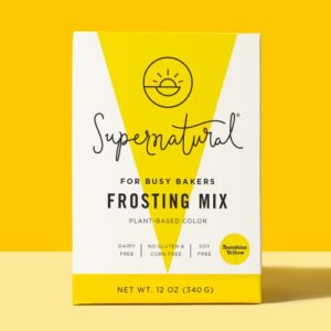 naturally colorful vanilla frosting by supernatural - sunshine yellow - no artificial dyes, vegan, organic ingredients, 12oz