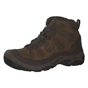 keen men's circadia mid height comfortable waterproof hiking boots, bison/brindle, 10.5 wide