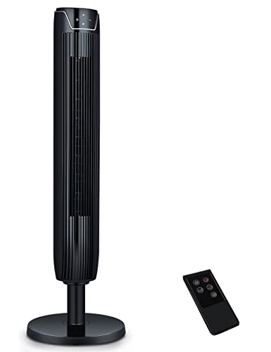 Aikoper Tower Fan, 42 Inch Bladeless Cooling Fans with Remote and Built-in 7Hrs Timer, 3 Modes and LED Display,Quiet Standing Fans for Home and Office