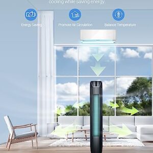 Aikoper Tower Fan, 42 Inch Bladeless Cooling Fans with Remote and Built-in 7Hrs Timer, 3 Modes and LED Display,Quiet Standing Fans for Home and Office