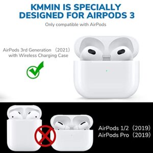 Airpods 3 Case Cover, Waterproof Airpods 3rd Generation Case with Keychain, KMMIN Hard TPU Protector for AirPod 3rd Gen,Wireless Charging Airpods Accessories for Men Women,Front LED Visible Light