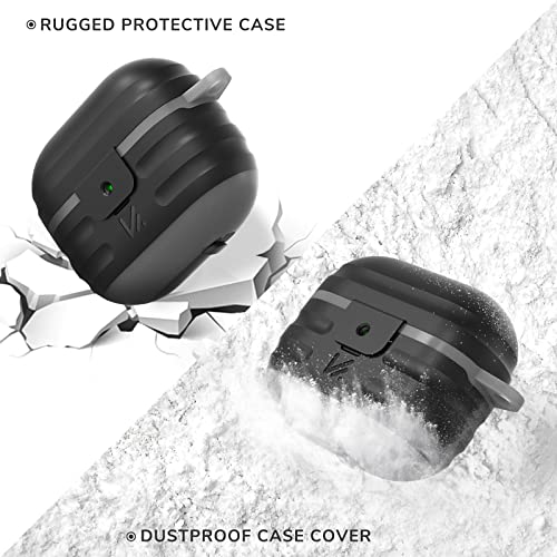 Airpods 3 Case Cover, Waterproof Airpods 3rd Generation Case with Keychain, KMMIN Hard TPU Protector for AirPod 3rd Gen,Wireless Charging Airpods Accessories for Men Women,Front LED Visible Light