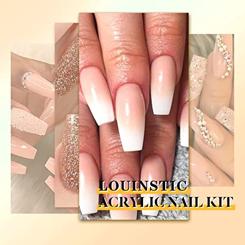 Acrylic Powder And Liquid Set, LOUINSTIC Acrylic Nail Kit Acrylic Nail Powder With Acrylic Nail Brush Cleaner Primer Nail Rhinestones Glue Gel All-in-one Nails Kit Acrylic Set de uñas acrílicas