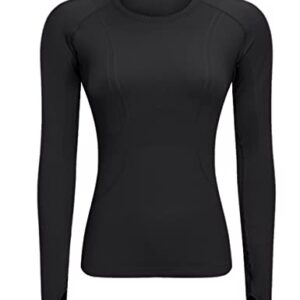 LUYAA Women's Workout Tops Long Sleeve Shirts Yoga Sports Running Seamless Breathable Gym Athletic Top Slim Fit Black